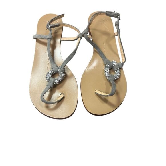 Giuseppe Designer Italian Gray Suede & Leather Sandals - Picture 1 of 4
